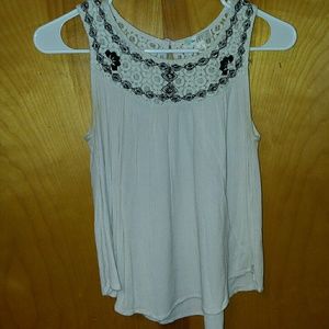 Cream Colored tank top with black designs